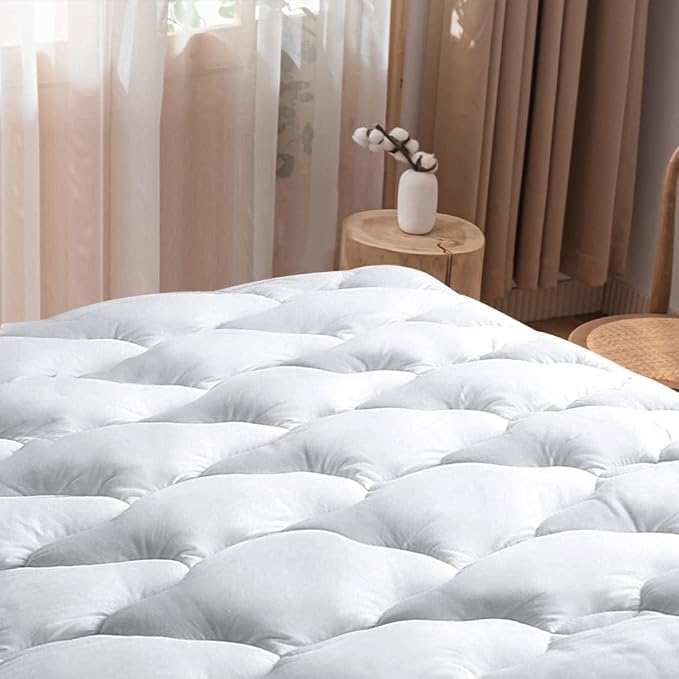 WhatsBedding Waterproof Mattress Pad Cal-King Cotton Top Down Alternative by WhatsBedding