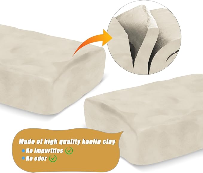 ZEHIQ Air Dry Clay-6.6 lbs Natural White Pottery Clay - Image 2