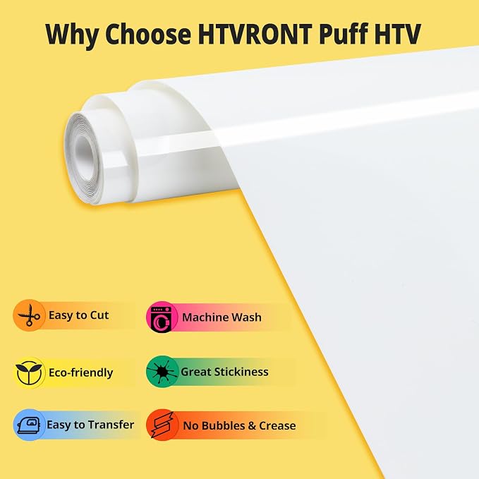 HTVRONT Puff Vinyl Heat Transfer, Puff Iron on Vinyl - Image 3