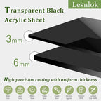 Lesnlok Black Transparent Acrylic Sheet 1/4 inch Thick 6mm 1 Pieces 8 x 12 Cast - Image 3