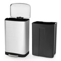S AFSTAR 13.2 Gal Step Trash Can, 50 Liter Stainless Steel Pedal Trash Bin W/Lock Device & Soft Closing Lid, Recycling or Waste Bin, Rectangular Hand-Free Step-on Garbage Bin for Kitchen Home Office