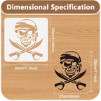 Pirate Skull Stencil Template 11.8 x 11.8 Inch Plastic Reusable Skull Horror - Image 2