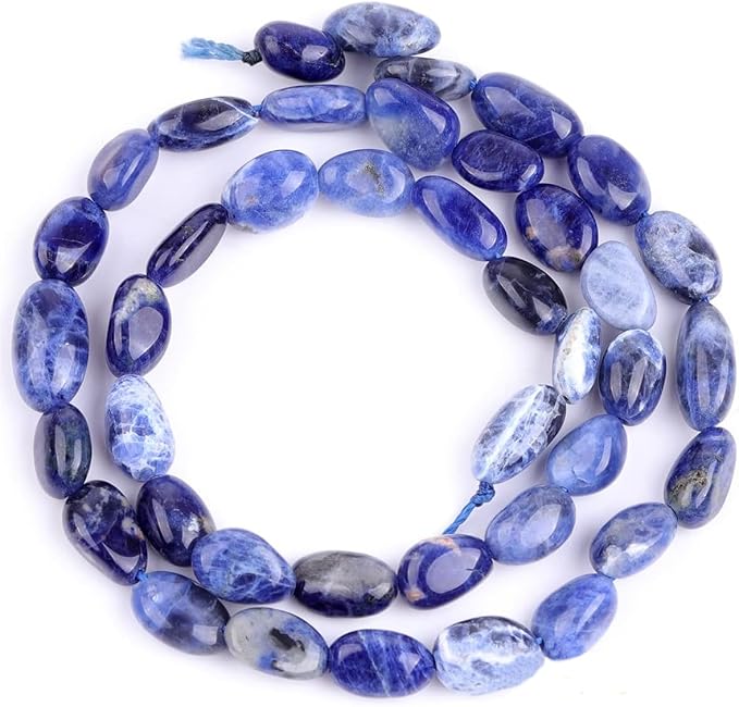 HAAMIIQII Natural Blue Sodalite Pebble Stone 5-8mm Small Irregular Freeform by HAAMIIQII
