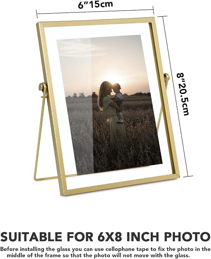 AceList Gold Picture Frames, art or pressed flowers on a desk, shelf or - Image 2