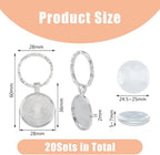 DICOSMETIC 20 Sets Keychain Making Kit 25mm/0.98" Round Trays Platinum Alloy - Image 2