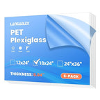 6 Pack of PET/Plexiglass Sheets 18x24-0.04" Clear Plastic Sheet Panels by Langaelex