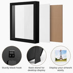 Black 8×10 Shadow Box Display Frame, Premium Linen Backboard and Included - Image 7