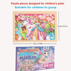 jWooden Puzzle for Kids 4-6 Years Old, 4 Pack of 24 Pieces Unicorn Princess - Image 5