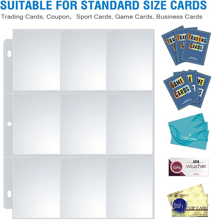 120 Pack 9 Pocket Page Protectors, Sooez Single Sided Trading Card Sleeves - Image 2