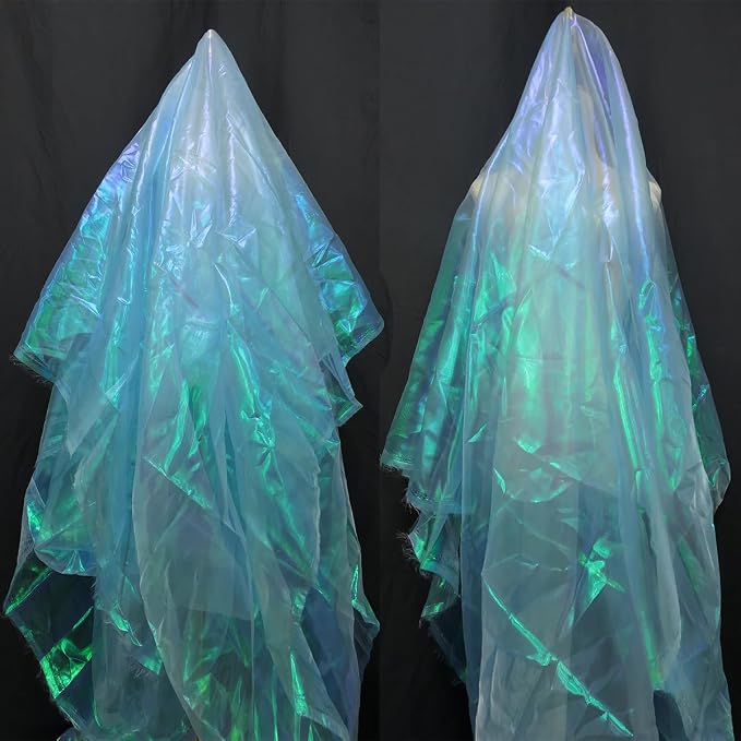 Light Blue Iridescent Organza Fabric by Unknown