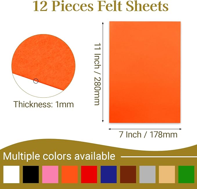 12 Pcs Felt Sheets, 7x11 Inch Stiff Felt - Image 2