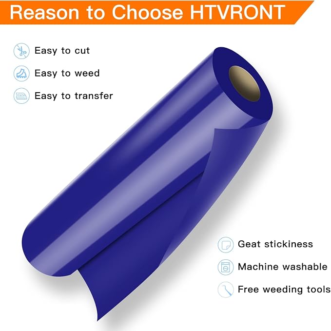 HTVRONT Heat Transfer Vinyl Blue HTV Vinyl Rolls - Image 3