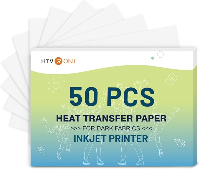 HTVRONT Heat Transfer Paper for Dark T Shirts -50 Pack 8.5x11" Iron on Transfer by HTVRONT