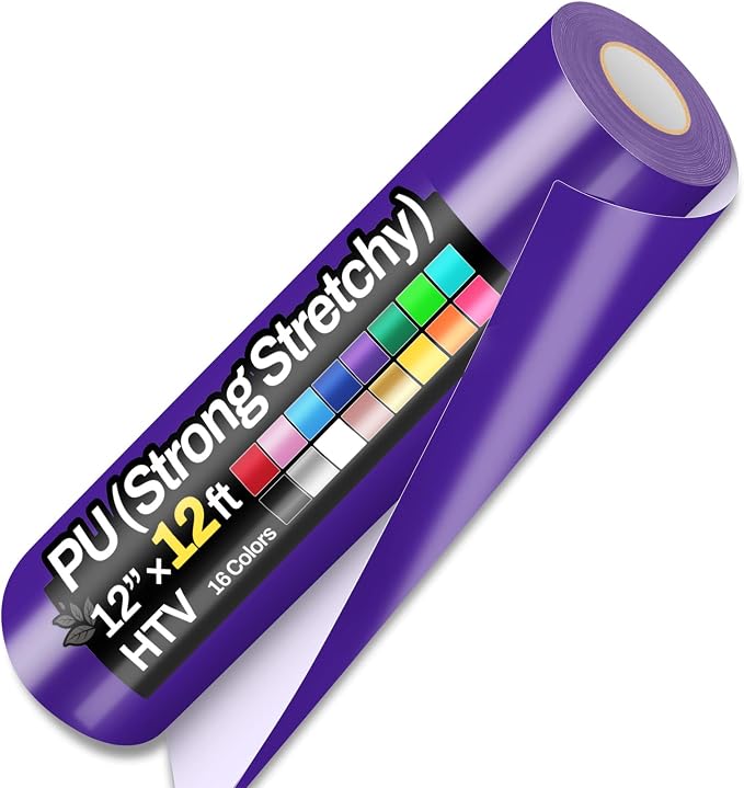 12" x 12ft Heat Transfer Vinyl Rolls, PU HTV Vinyl Purple by Sooez