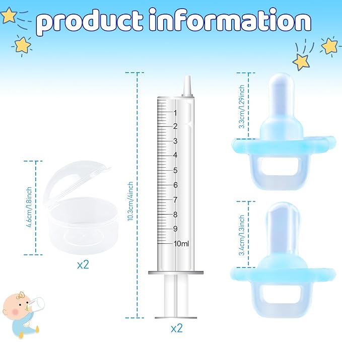 Baby Medicine Dispenser, Baby Medicine Syringe, 0 months and up Baby Pacifiers, 100% Silicone Pacifiers, BPA-Free (Blue)