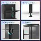 71" H Display Cabinet with Glass Doors, Display Case with LED Sensor Lights - Image 5