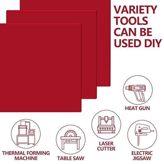 3 Pcs Red 12 x 12 x 1/8 Inch Acrylic Sheets | Laser Cutting Plastic Plexiglass - Image 6
