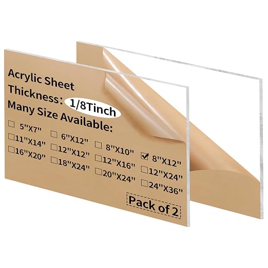 8 x 12 inch Clear Acrylic Sheets 1/8 inch Thick by gdhwcxl