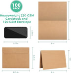 Ohuhu 4x6 Blank Brown Kraft Cards and Self-Seal Envelopes 100 Pack | 4"x6" - Image 2