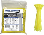 Kable Kontrol Fluorescent Yellow Zip Ties 11 Inch 100 Pcs, 50 Lbs Tensile by KABLEKONTROL%C2%AE
