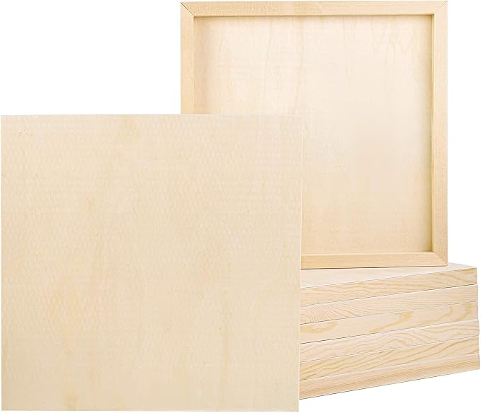 ADXCO 8 Pack Wood Panels 12 x 12 Inch Unfinished Wood Canvas Wooden Panel Boards by Unknown