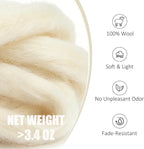 3.4oz Felting Wool Coconut Milk, Needle Felting Wool, Wool Roving - Image 2