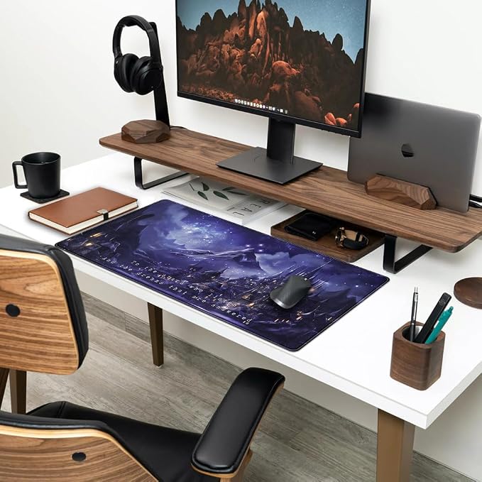 Night Purple Desk Mat Dark Academia Anime Computer Desk Keyboard Mat, 31.5 X - Image 3
