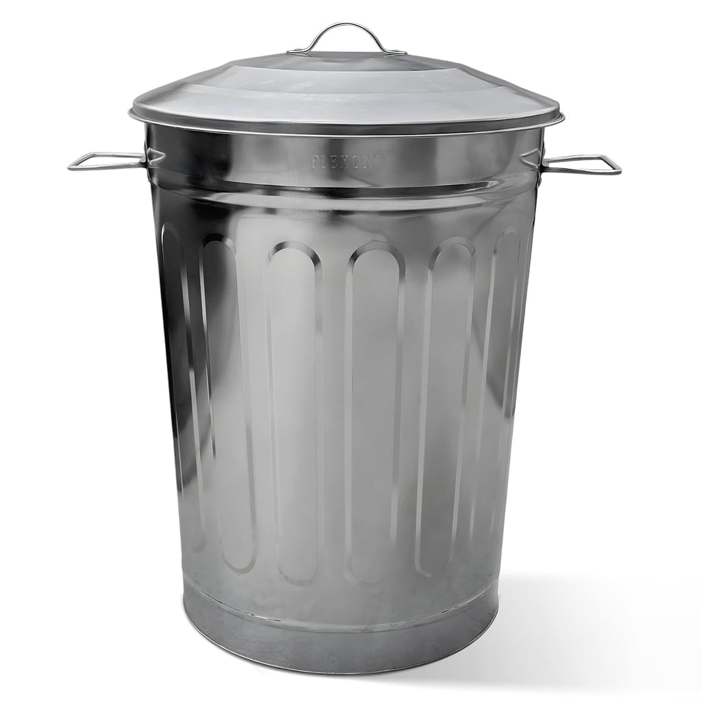 Plexon 13-Gallon Galvanized Steel Round Trash Can with Lid