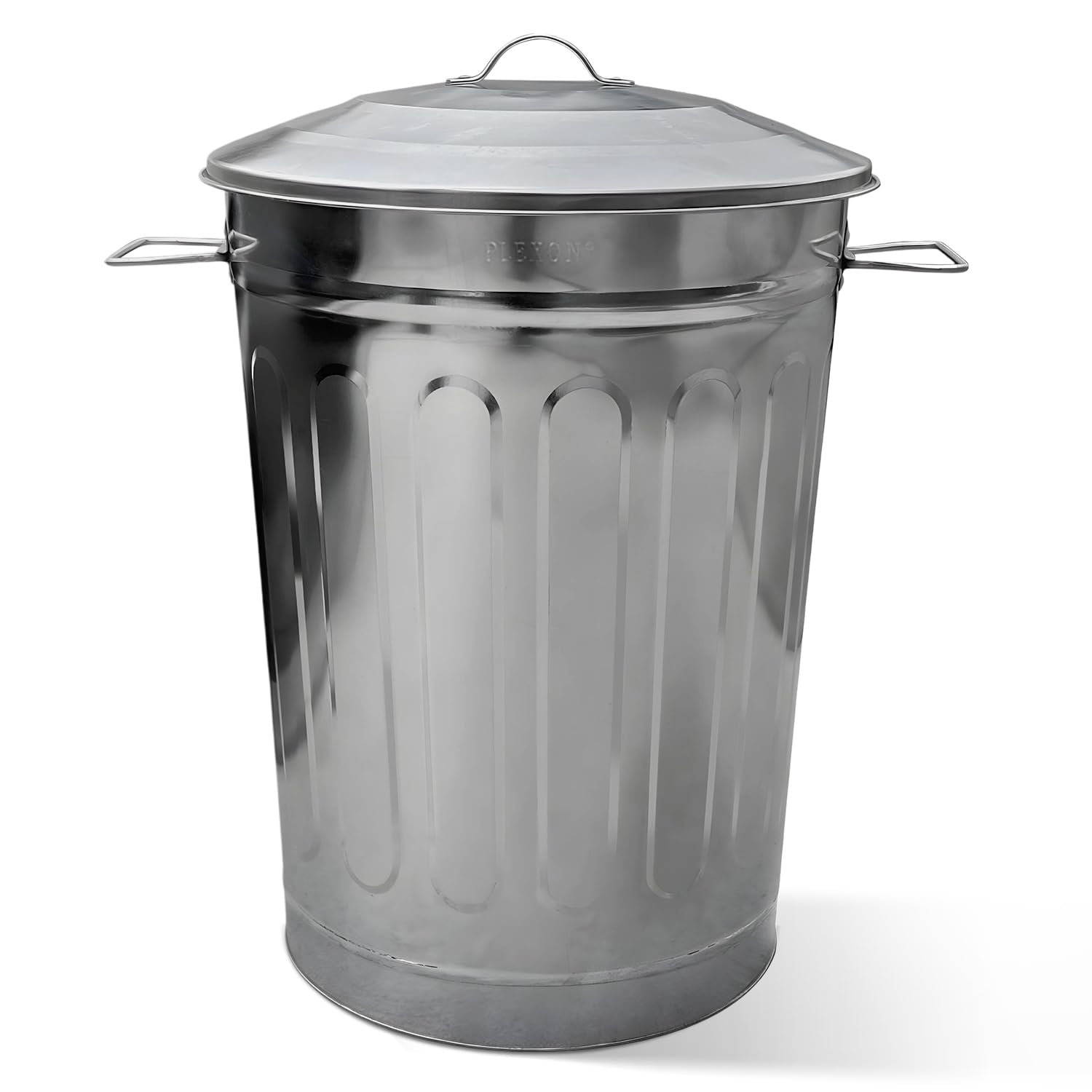 Plexon 13-Gallon Galvanized Steel Round Trash Can with Lid