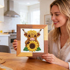INFUNLY Sunflower Cow Needle Embroidery Kit 9.4" Square Punch Needle Kit - Image 6