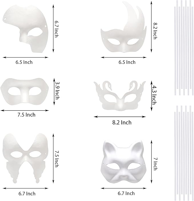 Nicunom 30 Pack Paper Mache Art Masks, DIY Blank Masks Paintable Masquerade - Image 2
