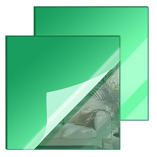 8x8 Inches Green Mirror Acrylic Sheet – 2 Pcs Reflective Acrylic Panel by SAKRNIC