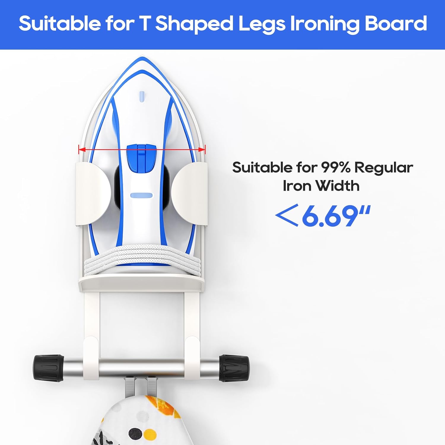 ORLESS Metal Large Ironing Board Holder Wall Mount, Ironing Board Hanger, Iron Board Holder, Iron Board Hook Wall Mount, for Laundry Rooms (White)