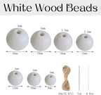150Pcs White Wooden Beads with Large Hole, Round Loose Beads Natural Spacer - Image 2