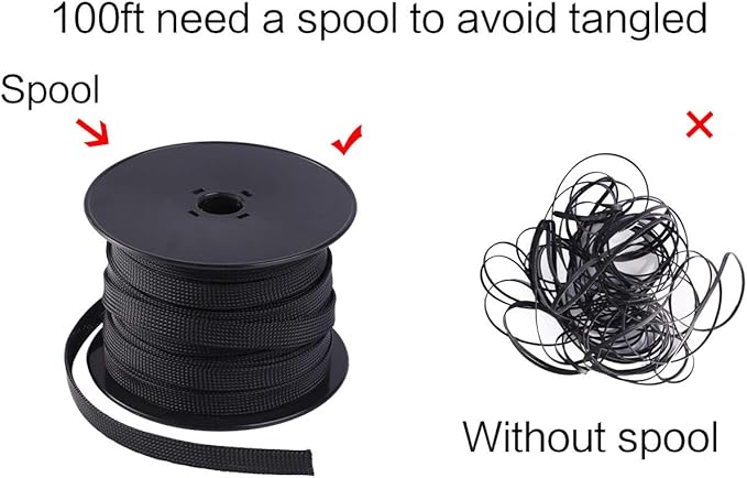 Keco 100ft – 3/8 inch PET Expandable Braided Cable Sleeve – Wire Sleeving - Image 7