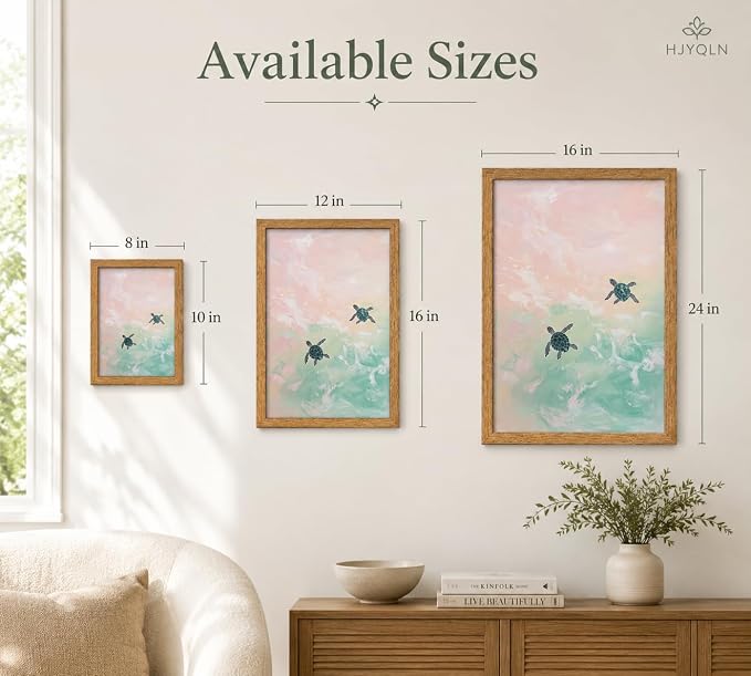 Framed Turtle Canvas Wall Art, Summer Tropical Animal Painting Picture Wall - Image 5