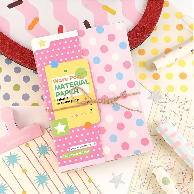 icceemee 160 Sheets of Colorful Dots Scrapbook Paper, journaling Scrapbook by ICCEEMEE