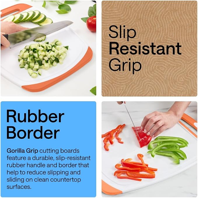 GORILLA GRIP BPA-Free Reversible Kitchen Cutting Board Set of 3 US Designed - Image 3