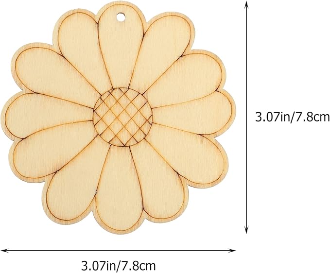 Sewroro 50sets Unfinished Wood Cutouts Blank Craft Shapes - Image 3