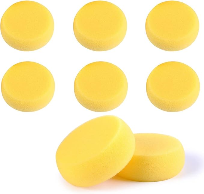 WAFJAMF 8 Pcs Round Painting Sponge 2.96 Inch Craft Clay Yellow | Pottery by WAFJAMF