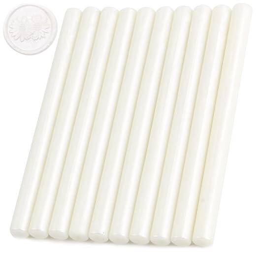 Pearl White Sealing Wax Sticks, HOSEALING 10pcs Glue Gun Sealing Wax Sticks by HOSEALING
