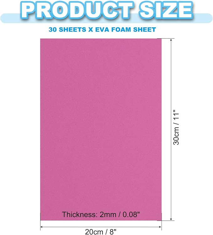 PATIKIL 30 Pack EVA Foam Sheets, Rose Red - Image 2