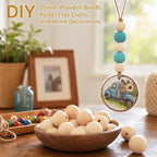 35mm Wooden Beads for Craft, Bead Garland, Farmhouse Decor - Image 3
