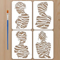 FINGERINSPIRE 4PCS Women Stencils 8.3x11.7 Inch Artistic Female Painting by FINGERINSPIRE