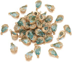 FASHEWELRY 50Pcs Faceted Transparent Glass Teardrop Pendants Crystal Glass by FASHEWELRY