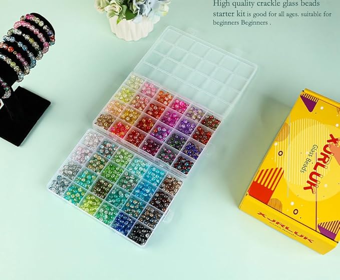 XJRLUK Glass Beads Bracelet Making Kit, Crystal Glass Round Beads Friendship - Image 6
