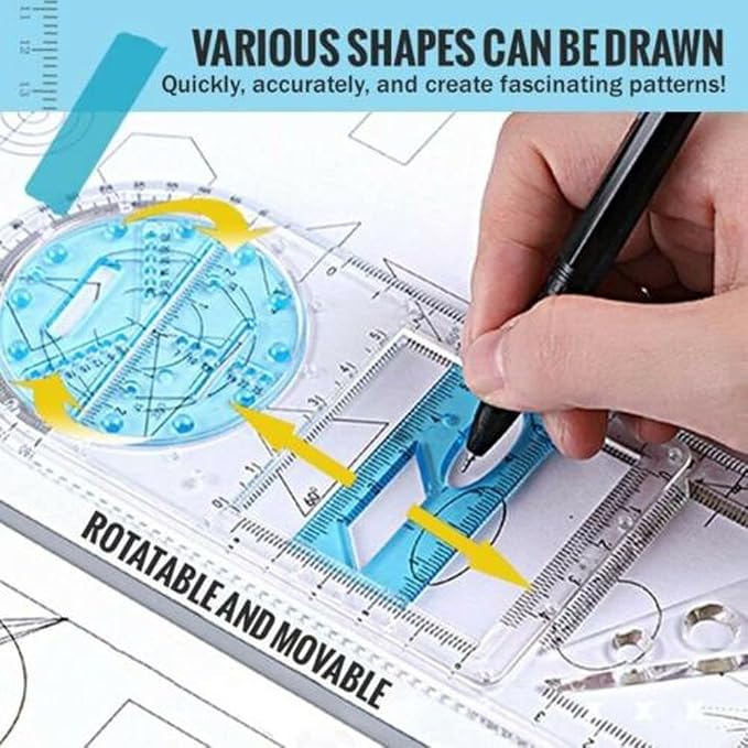 1PCS Multifunctional Geometric Ruler Geometric Drawing Template Measuring Tool - Image 8