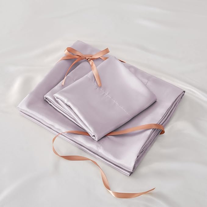 BEDELITE Satin Sheets Twin Size Bed Set, Luxury Soft Lavender Silky Sheets - Image 7