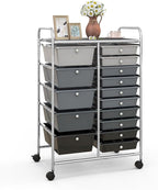 Giantex 15 Drawers Rolling Cart, Classroom Organizers, Storage Cart by Giantex