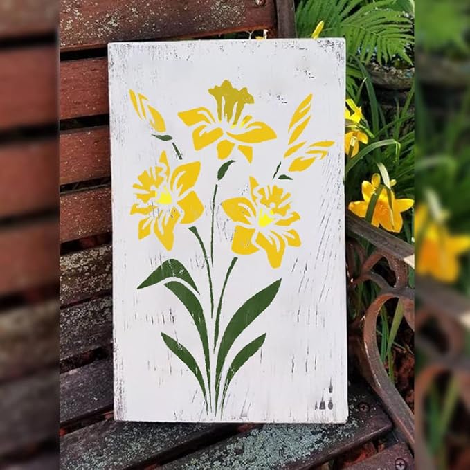 Large Flower Stencils for Painting on Wood, Canvas & Fences -10 Pc Floral - Image 5